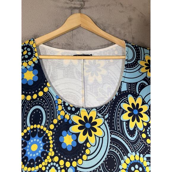 Reborn Dress Women's 3X Blue Floral Baby Doll Short Sleeve Knee Length Boho - Picture 3 of 10